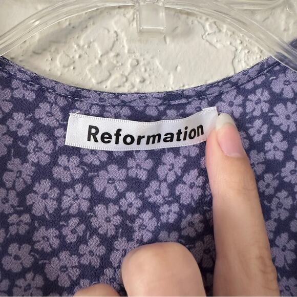 Reformation Lucky Floral Purple Argentina Wrap Mini Dress XS - Picture 4 of 7
